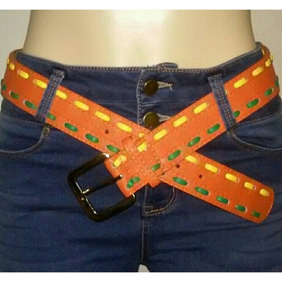 Orange Stitched Waist Belt - Picture 2 of 3